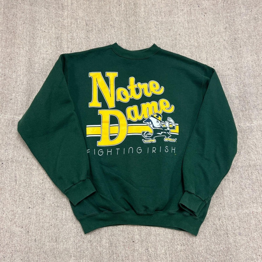 Vintage Notre Dame Fighting Irish Sweatshirt Mens Large Green 1990s NCAA
